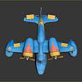 Toy Passenger Plane With Blue Yellow Red Design Twin Propellers And Floats